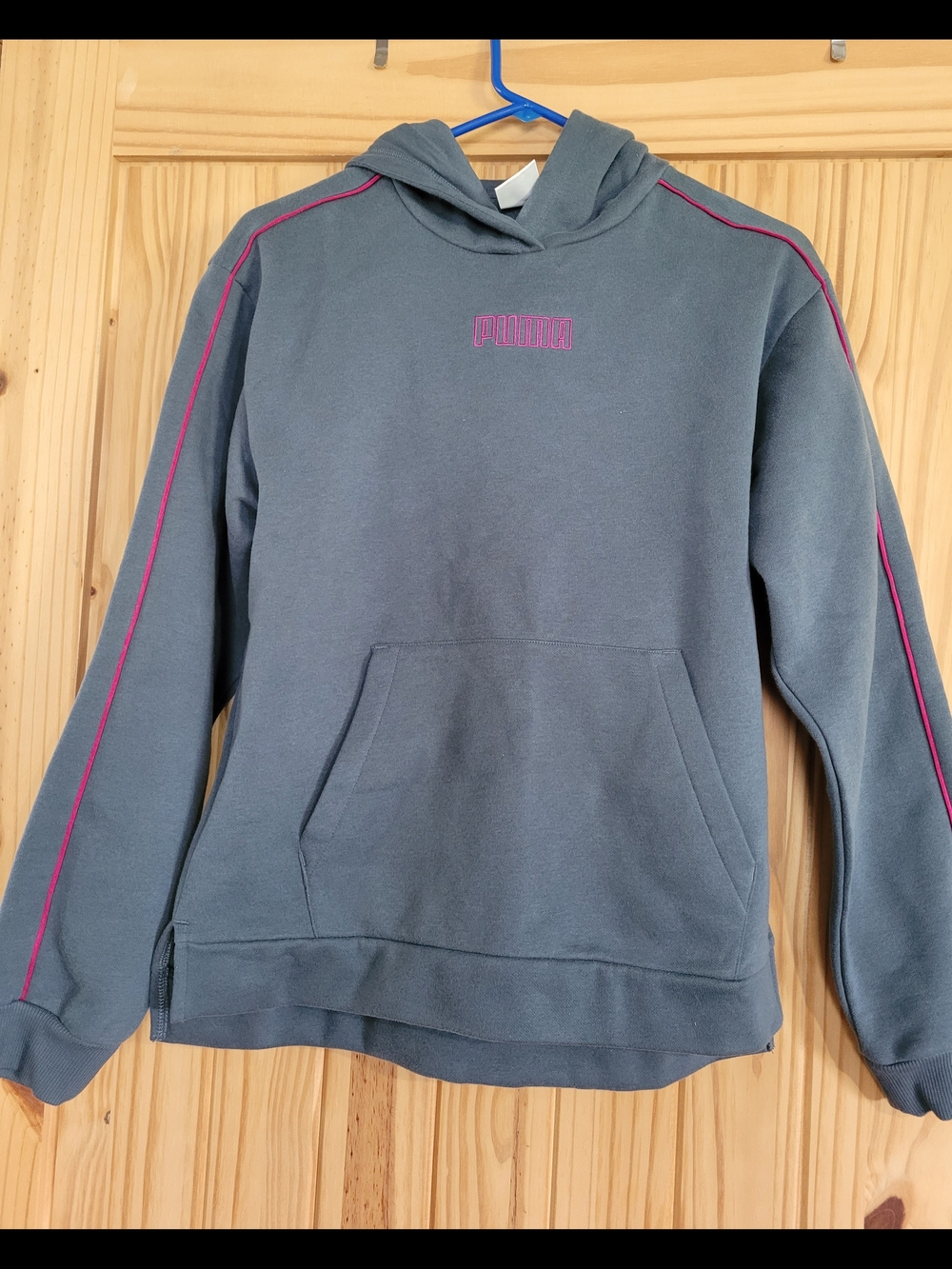 Puma Gray Hoodie with Pink Trim